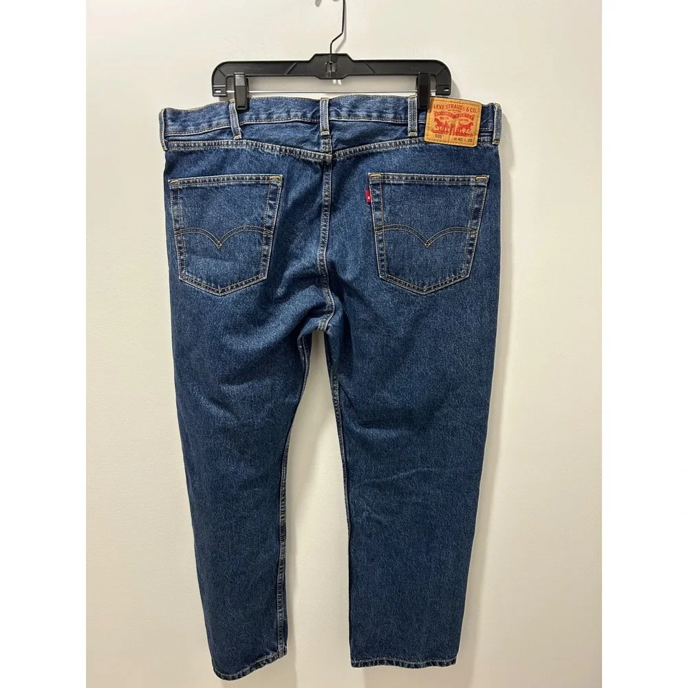 Levis 505 Regular Fit Straight Leg Blue Denim Jeans Mens 40x29 Medium Wash